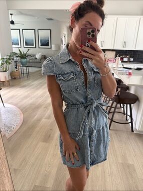 Alice + Olivia Light Blue Denim Shirt Dress
